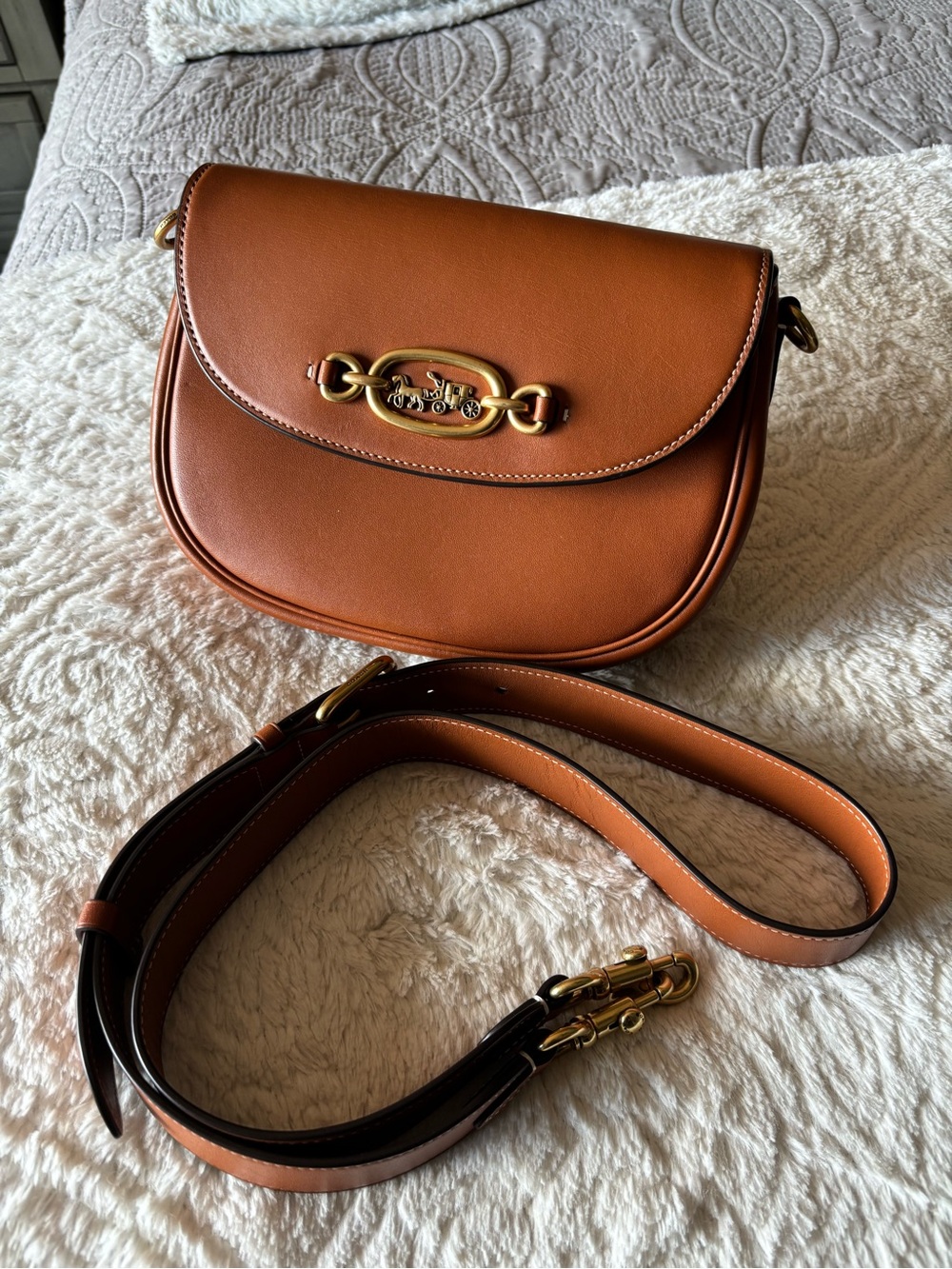 Coach Harley Crossbody in Saddle and Gold
